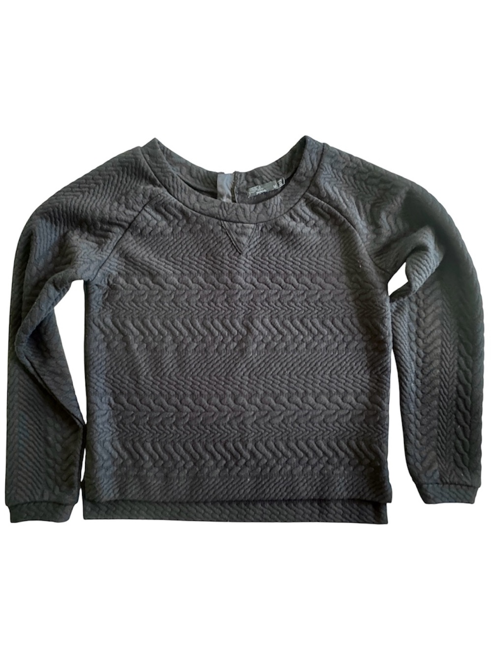 prAna Textured Cropped Light Weight Sweatshirt Black , Size M